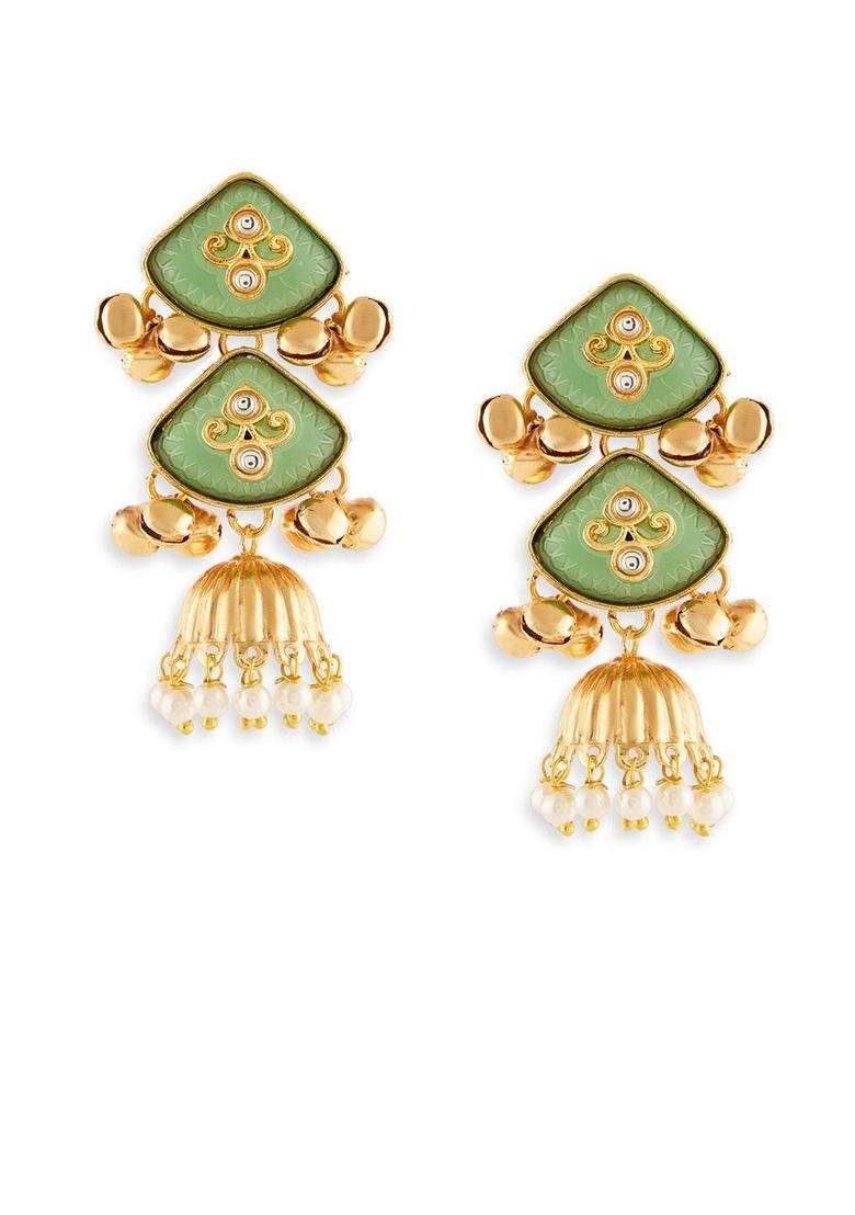 Gold-Plated Jhumkas Earrings for Women | Traditional Ethnic Jewellery for Wedding & Festive Wear | Gift for Her - Indya