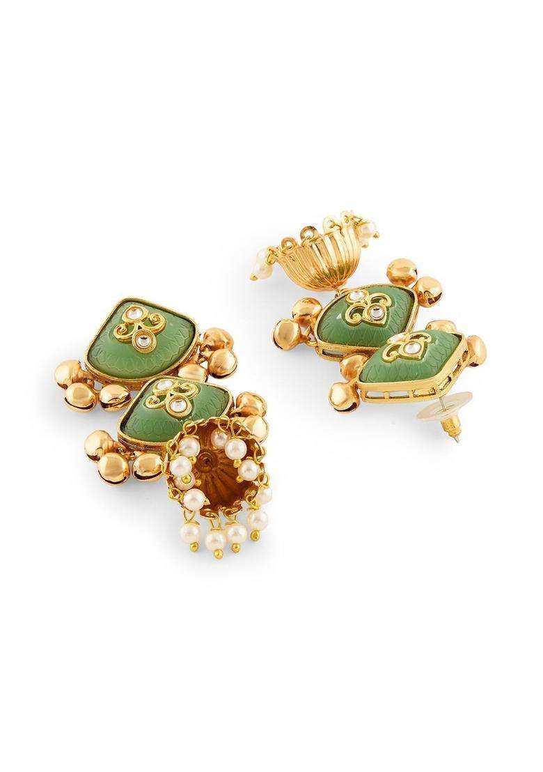 Gold-Plated Jhumkas Earrings for Women | Traditional Ethnic Jewellery for Wedding & Festive Wear | Gift for Her - Indya