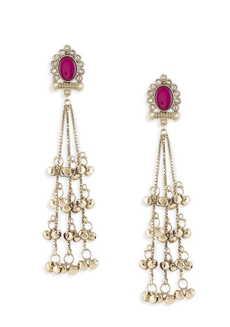 Gold-Plated Contemporary Drop Earrings for Women | Traditional Ethnic Jewellery for Wedding & Festive Wear | Gift for Her - Indya