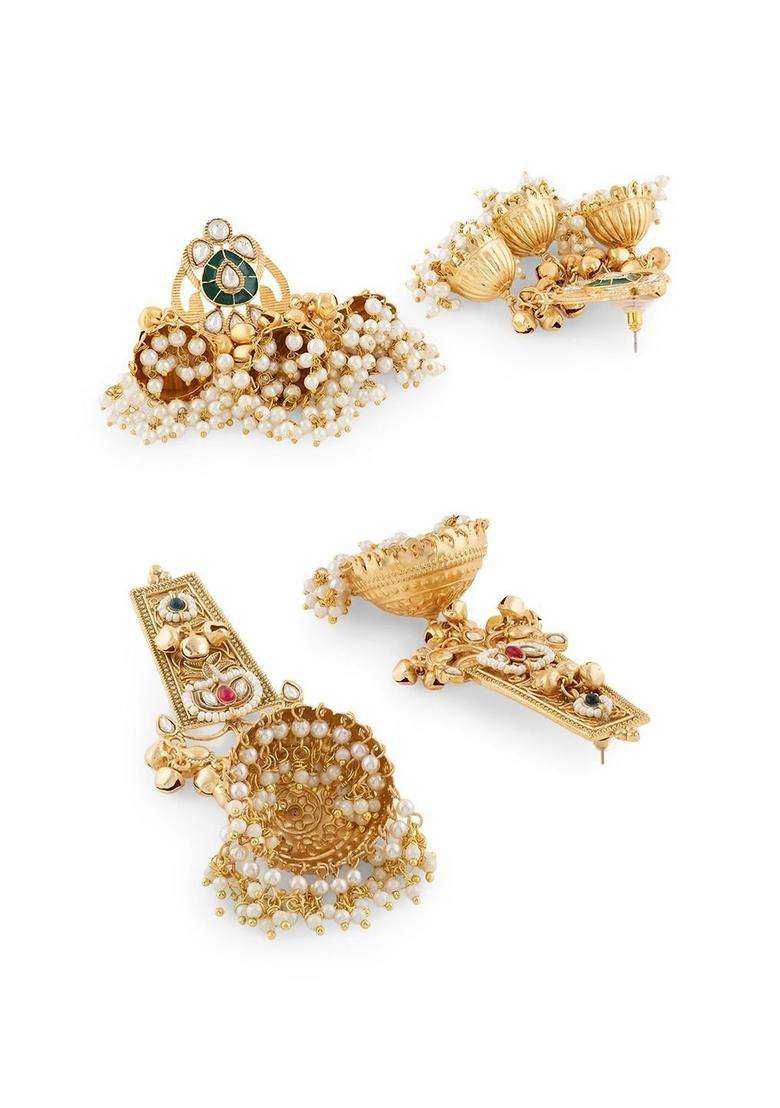 Gold-Plated Jhumkas Earrings for Women | Traditional Ethnic Jewellery for Wedding & Festive Wear | Gift for Her - Indya