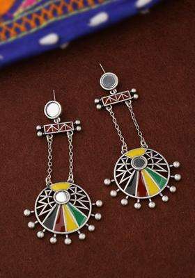 Silver-Plated Rabaari Circles Drop Earrings for Women | Fusion Party & Festive Wear | Gift for Her