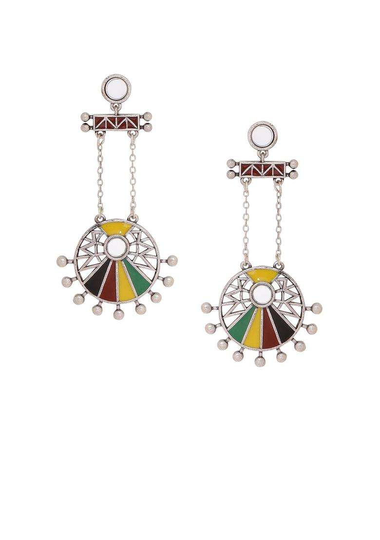 Silver-Plated Rabaari Circles Drop Earrings for Women | Fusion Party & Festive Wear | Gift for Her - Indya