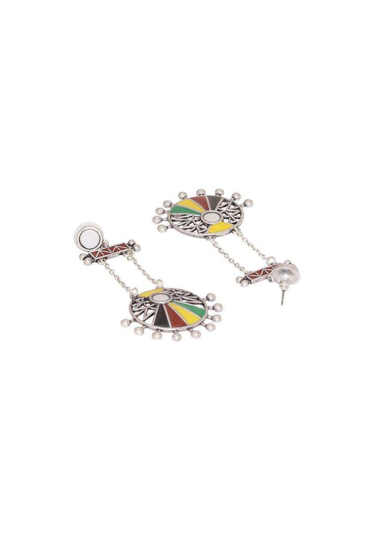 Silver-Plated Rabaari Circles Drop Earrings for Women | Fusion Party & Festive Wear | Gift for Her - Indya
