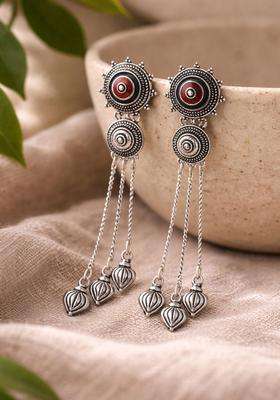 Silver-Plated Mandala Tassels Drop Earrings for Women | Fusion Party & Festive Wear | Gift for Her