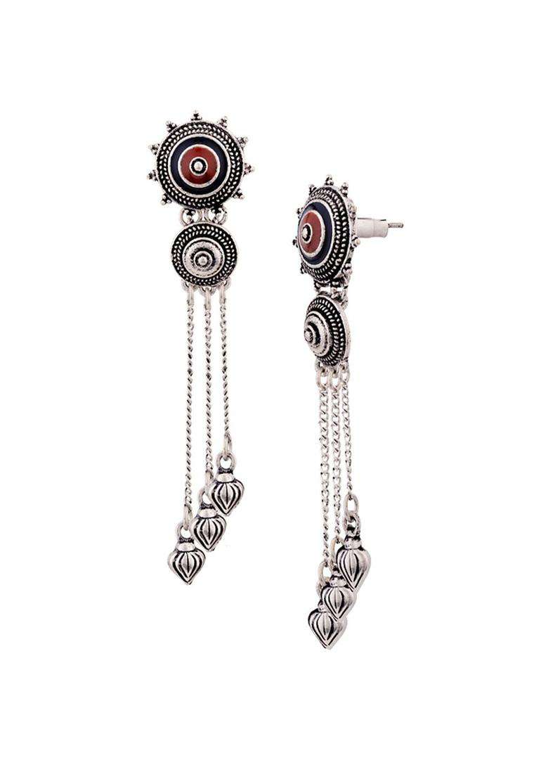 Silver-Plated Mandala Tassels Drop Earrings for Women | Fusion Party & Festive Wear | Gift for Her - Indya