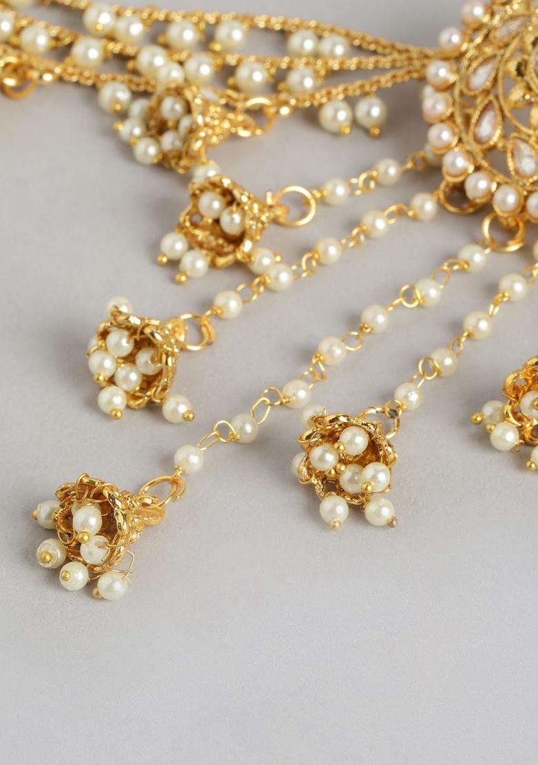 Gold-Plated Contemporary Jhumkas Earrings with Chain for Women | Traditional Ethnic Jewellery for Wedding & Festive Wear | Gift for Her - Indya