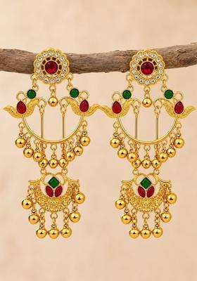 Gold-Plated Contemporary Drop Earrings for Women | Traditional Ethnic Jewellery for Wedding & Festive Wear | Gift for Her