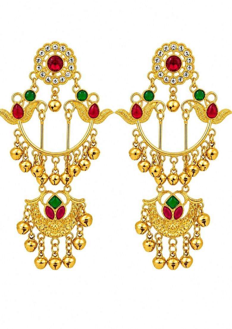 Gold-Plated Contemporary Drop Earrings for Women | Traditional Ethnic Jewellery for Wedding & Festive Wear | Gift for Her - Indya