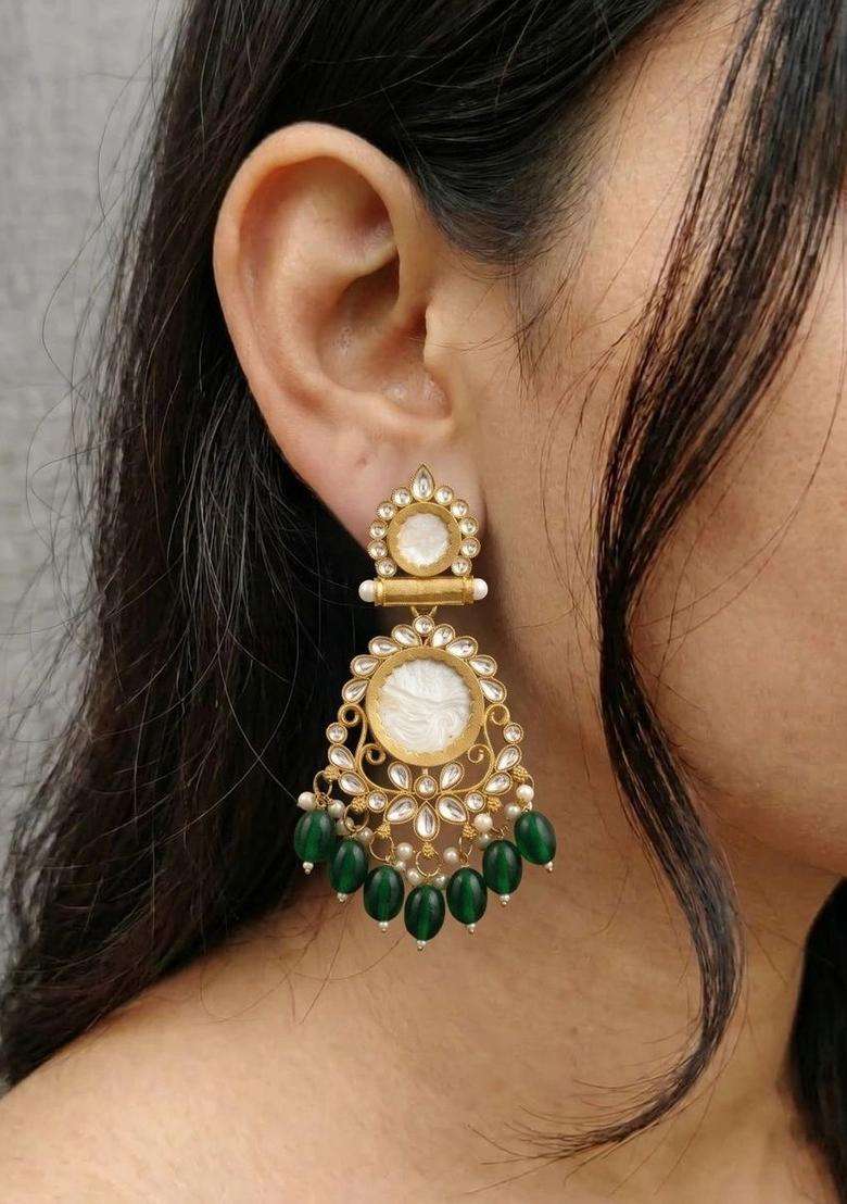 Gold-Plated Circular Drop Earrings for Women | Traditional Ethnic Jewellery for Wedding & Festive Wear | Gift for Her - Indya