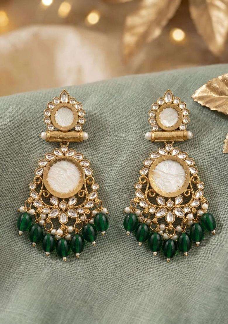 Gold-Plated Circular Drop Earrings for Women | Traditional Ethnic Jewellery for Wedding & Festive Wear | Gift for Her - Indya