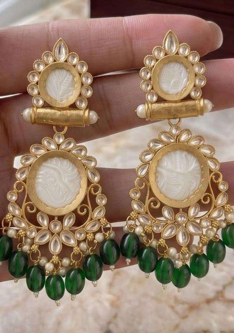 Gold-Plated Circular Drop Earrings for Women | Traditional Ethnic Jewellery for Wedding & Festive Wear | Gift for Her - Indya