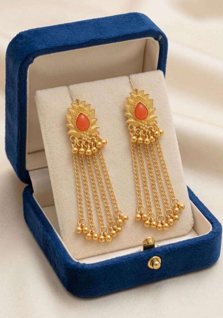 Gold-Plated Floral Drop Earrings for Women | Traditional Ethnic Jewellery for Wedding & Festive Wear | Gift for Her - Indya