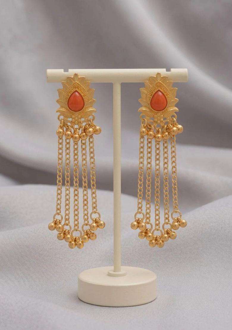 Gold-Plated Floral Drop Earrings for Women | Traditional Ethnic Jewellery for Wedding & Festive Wear | Gift for Her - Indya