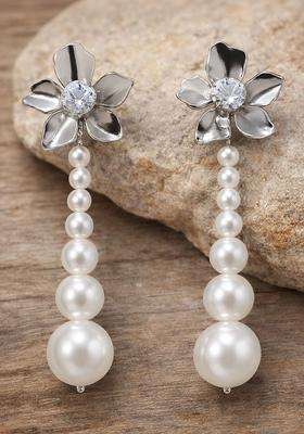 Silver-Plated Diamond Shaped Drop Earrings with CZ Stone for Women | Stylish Party & Everyday Wear | Gift for Her