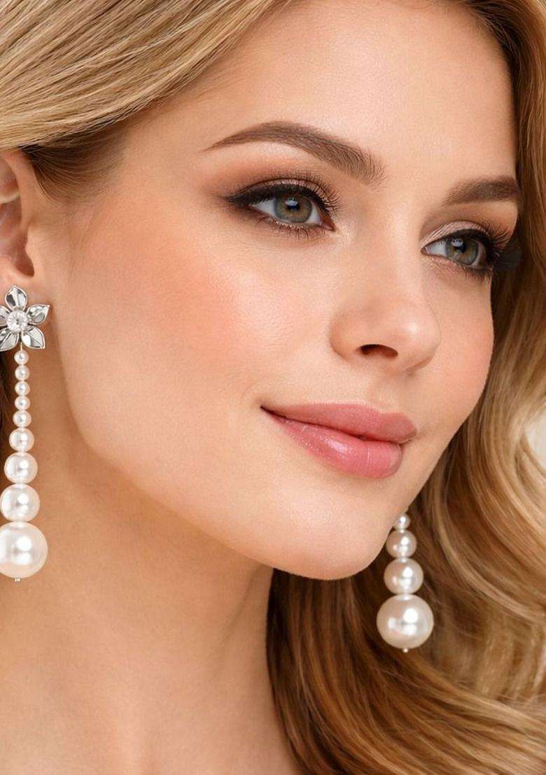 Silver-Plated Diamond Shaped Drop Earrings with CZ Stone for Women | Stylish Party & Everyday Wear | Gift for Her - Indya
