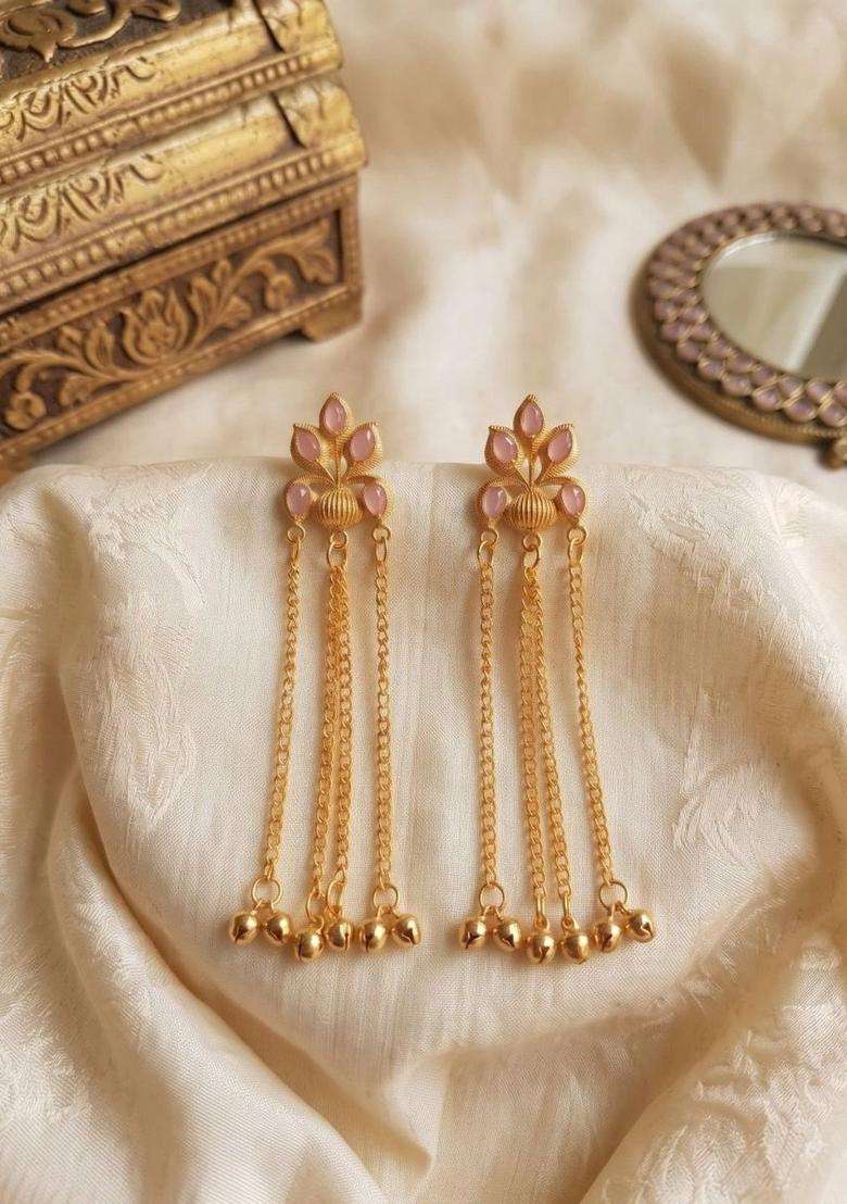 Gold-Plated Floral Drop Earrings for Women | Traditional Ethnic Jewellery for Wedding & Festive Wear | Gift for Her - Indya