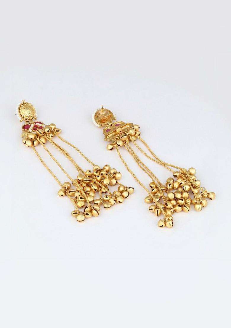 Gold-Plated Floral Drop Earrings for Women | Traditional Ethnic Jewellery for Wedding & Festive Wear | Gift for Her - Indya