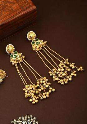 Gold-Plated Contemporary Drop Earrings for Women | Traditional Ethnic Jewellery for Wedding & Festive Wear | Gift for Her