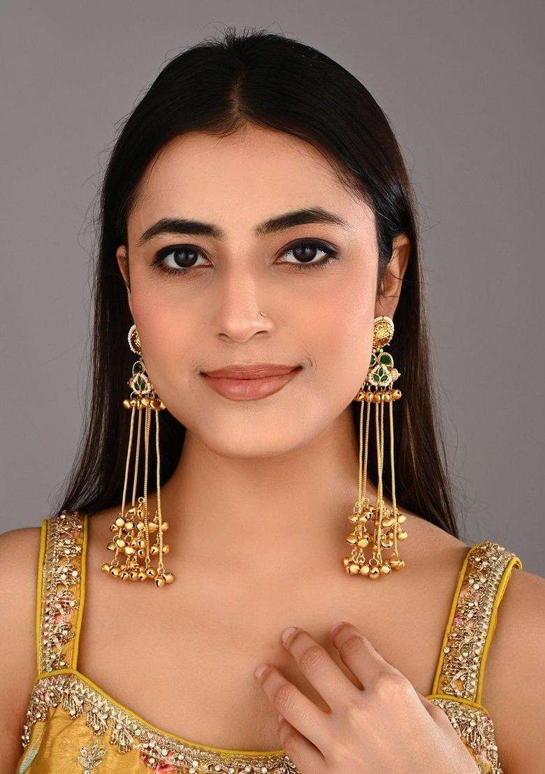 Gold-Plated Contemporary Drop Earrings for Women | Traditional Ethnic Jewellery for Wedding & Festive Wear | Gift for Her - Indya