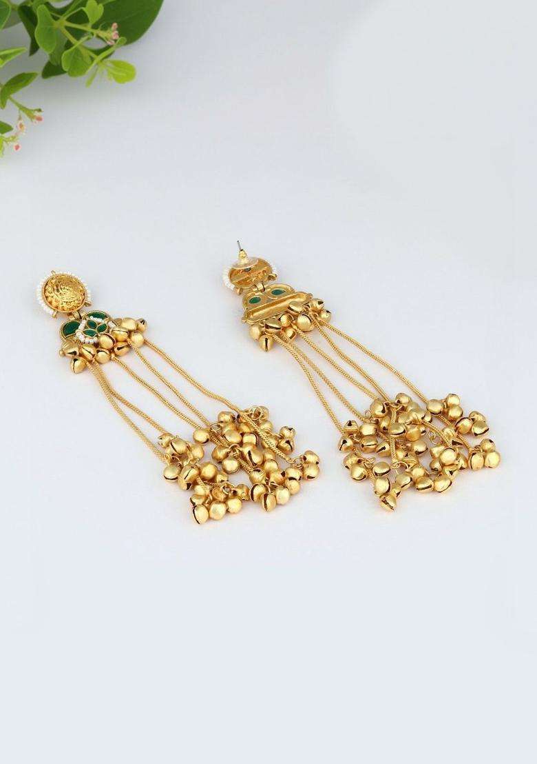 Gold-Plated Contemporary Drop Earrings for Women | Traditional Ethnic Jewellery for Wedding & Festive Wear | Gift for Her - Indya