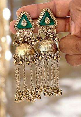 Gold-Plated Triangular Jhumkas Earrings for Women | Traditional Ethnic Jewellery for Wedding & Festive Wear | Gift for Her