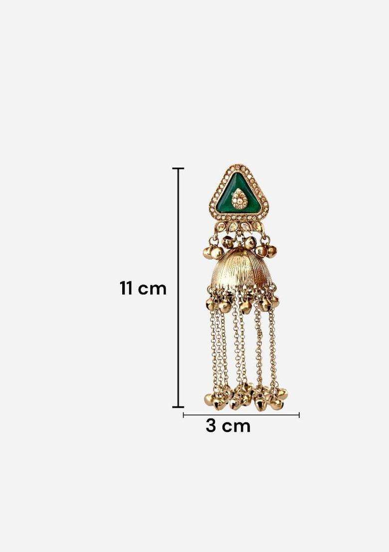 Gold-Plated Triangular Jhumkas Earrings for Women | Traditional Ethnic Jewellery for Wedding & Festive Wear | Gift for Her - Indya