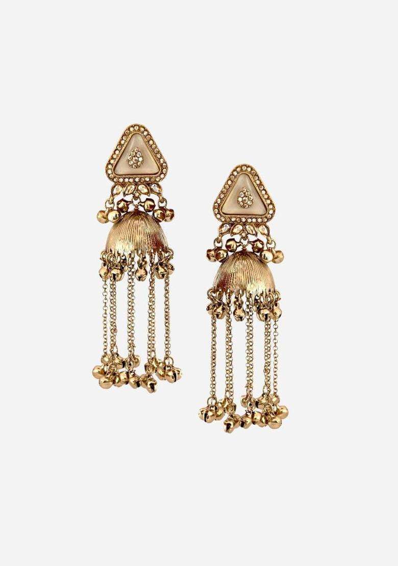 Gold-Plated Jhumkas Earrings for Women | Traditional Ethnic Jewellery for Wedding & Festive Wear | Gift for Her - Indya