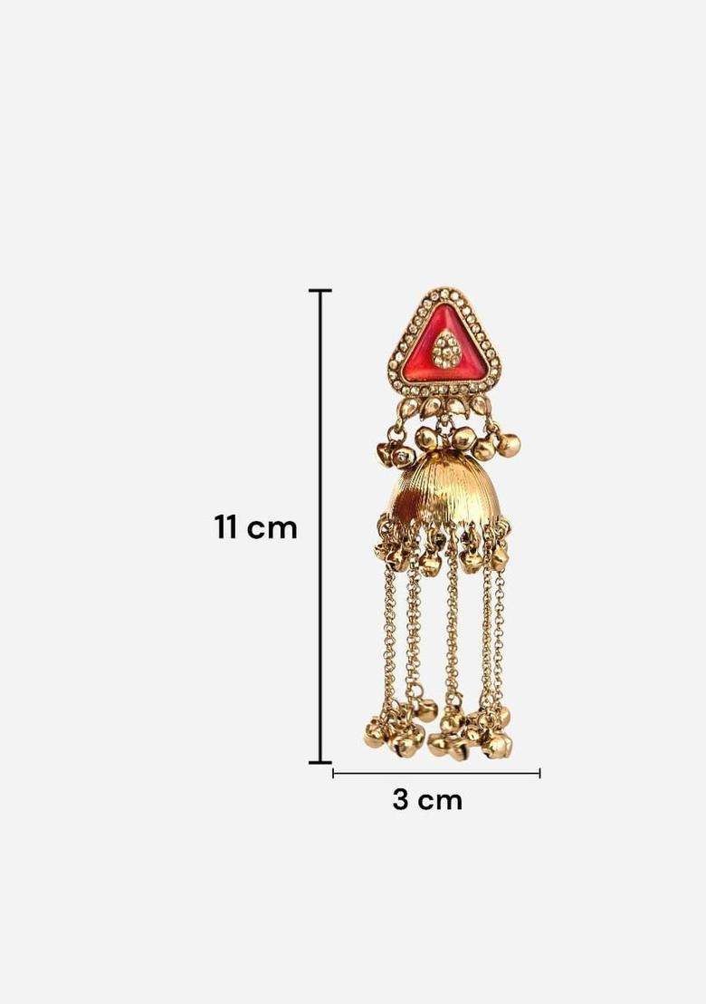 Gold-Plated Geometric Jhumkas Earrings for Women | Traditional Ethnic Jewellery for Wedding & Festive Wear | Gift for Her - Indya