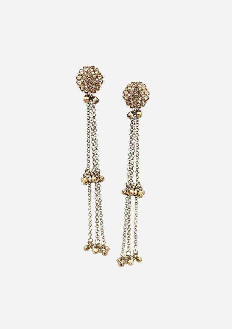 Gold-Plated Floral Drop Earrings for Women | Traditional Ethnic Jewellery for Wedding & Festive Wear | Gift for Her - Indya
