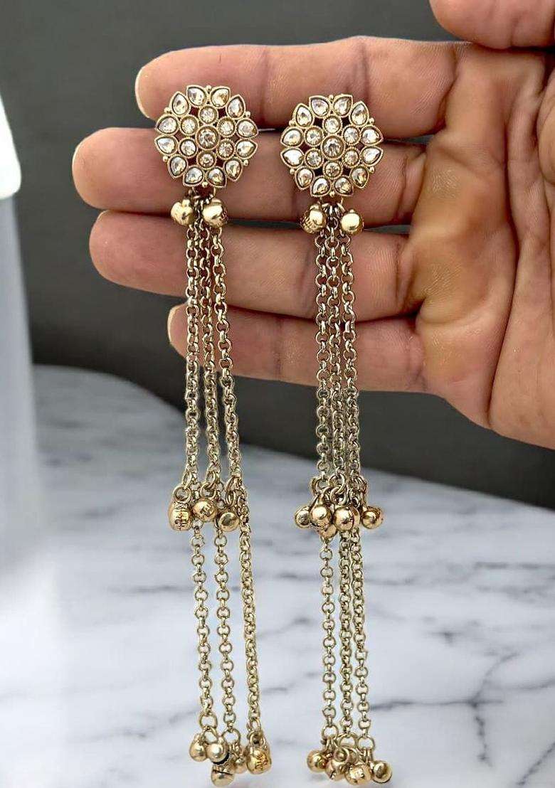 Gold-Plated Floral Drop Earrings for Women | Traditional Ethnic Jewellery for Wedding & Festive Wear | Gift for Her - Indya