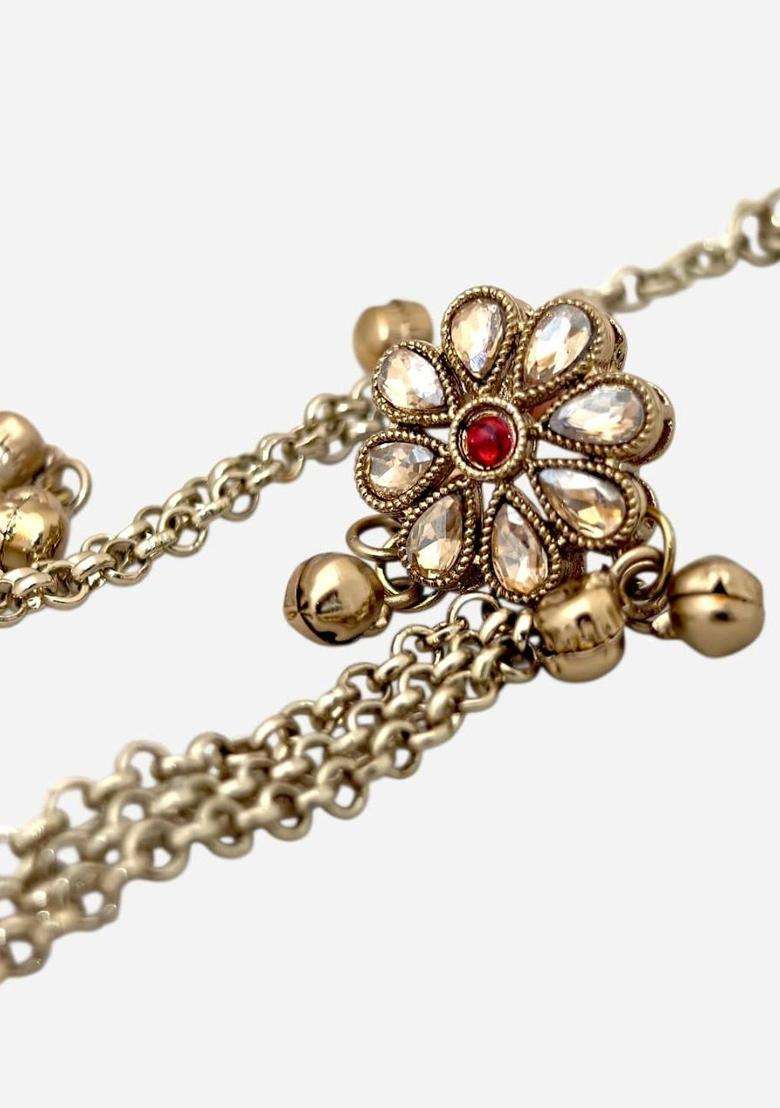 Gold-Plated Floral Earrings for Women | Traditional Ethnic Jewellery for Wedding & Festive Wear | Gift for Her - Indya