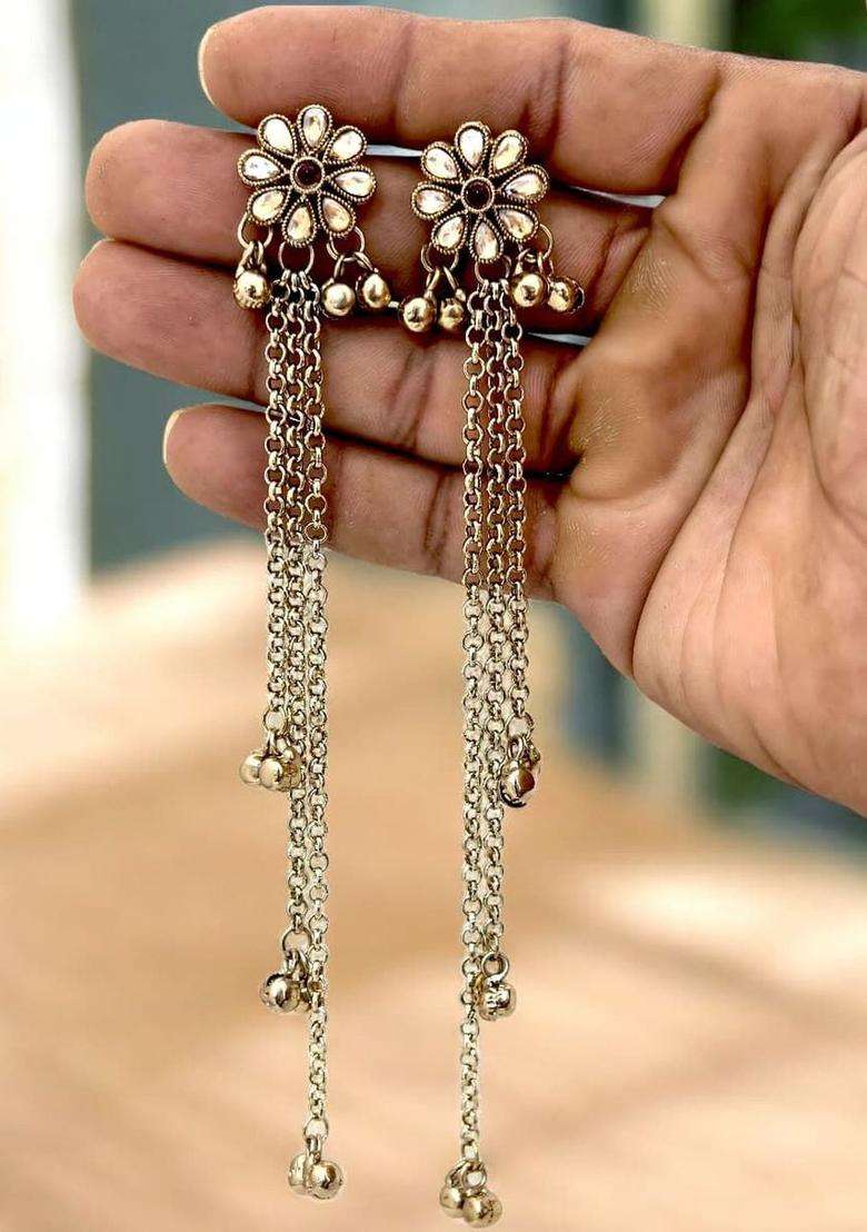 Gold-Plated Floral Earrings for Women | Traditional Ethnic Jewellery for Wedding & Festive Wear | Gift for Her - Indya