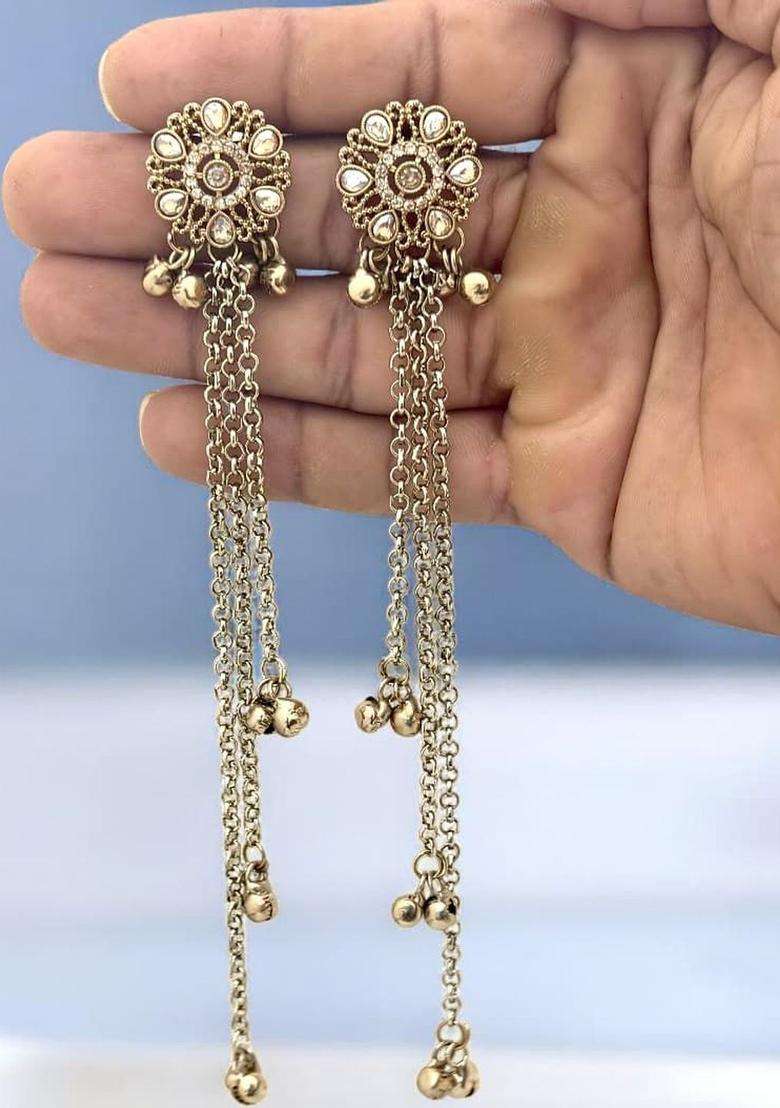 Gold-Plated Floral Drop Earrings for Women | Traditional Ethnic Jewellery for Wedding & Festive Wear | Gift for Her - Indya