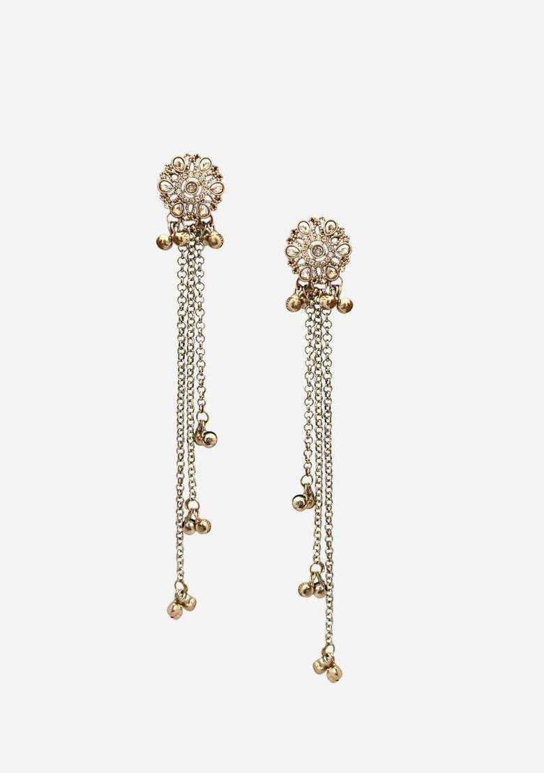 Gold-Plated Floral Drop Earrings for Women | Traditional Ethnic Jewellery for Wedding & Festive Wear | Gift for Her - Indya