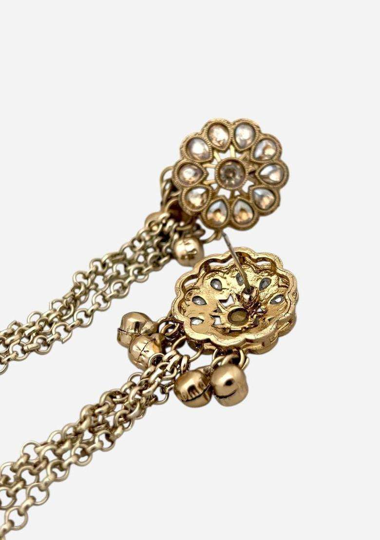 Gold-Plated Floral Earrings for Women | Traditional Ethnic Jewellery for Wedding & Festive Wear | Gift for Her - Indya