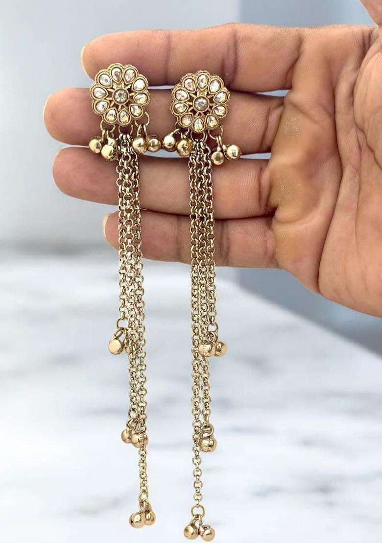 Gold-Plated Floral Earrings for Women | Traditional Ethnic Jewellery for Wedding & Festive Wear | Gift for Her - Indya