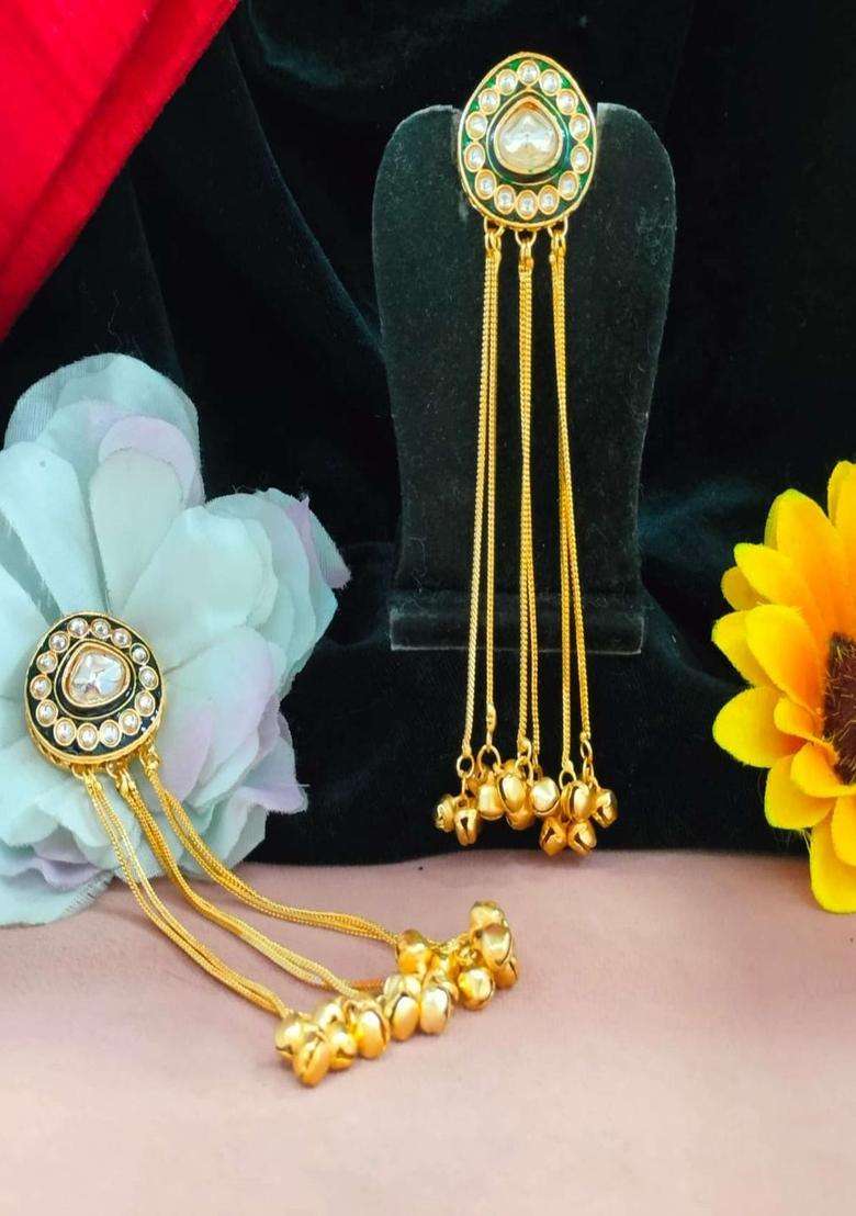 Gold-Plated Circular Drop Earrings with Kundan for Women | Traditional Ethnic Jewellery for Wedding & Festive Wear | Gift for Her - Indya