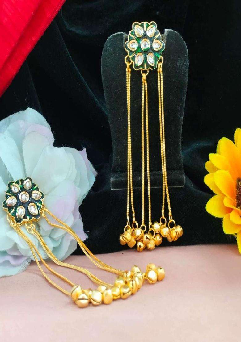 Gold-Plated Floral Drop Earrings with Kundan for Women | Traditional Ethnic Jewellery for Wedding & Festive Wear | Gift for Her - Indya