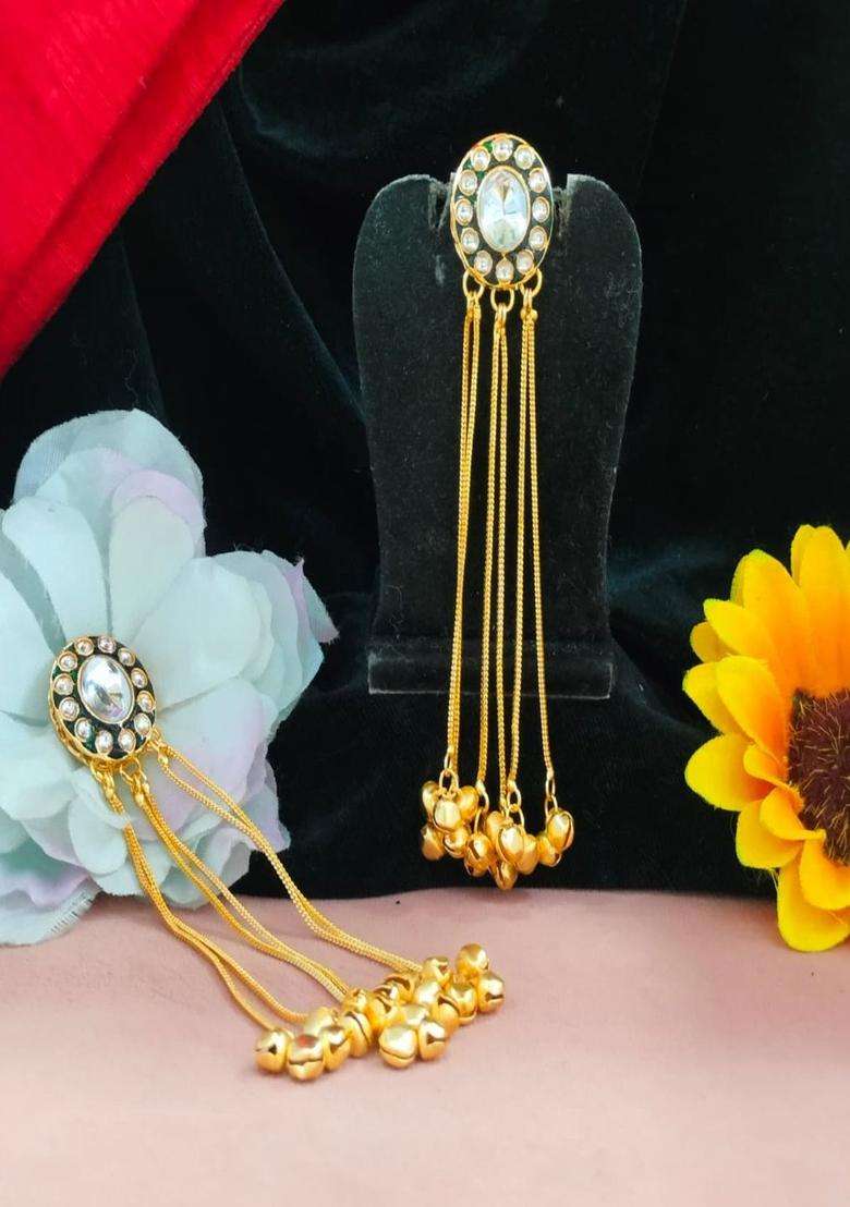Gold-Plated Circular Drop Earrings with Kundan for Women | Traditional Ethnic Jewellery for Wedding & Festive Wear | Gift for Her - Indya