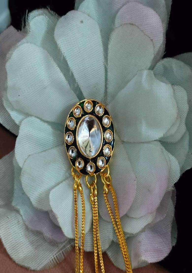 Gold-Plated Circular Drop Earrings with Kundan for Women | Traditional Ethnic Jewellery for Wedding & Festive Wear | Gift for Her - Indya