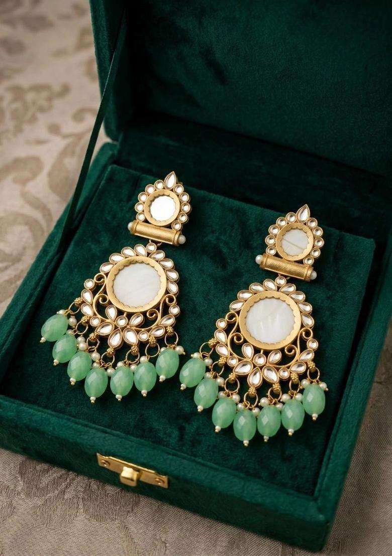 Gold-Plated Geometric Drop Earrings for Women | Traditional Ethnic Jewellery for Wedding & Festive Wear | Gift for Her - Indya