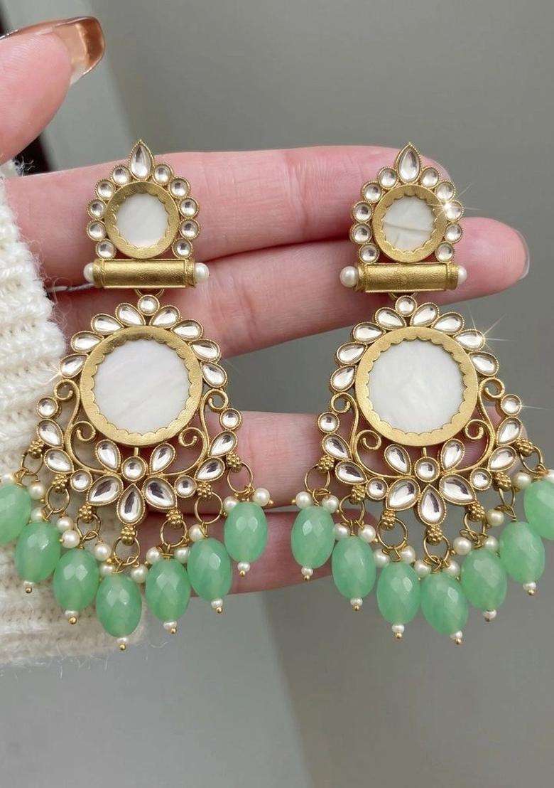 Gold-Plated Geometric Drop Earrings for Women | Traditional Ethnic Jewellery for Wedding & Festive Wear | Gift for Her - Indya