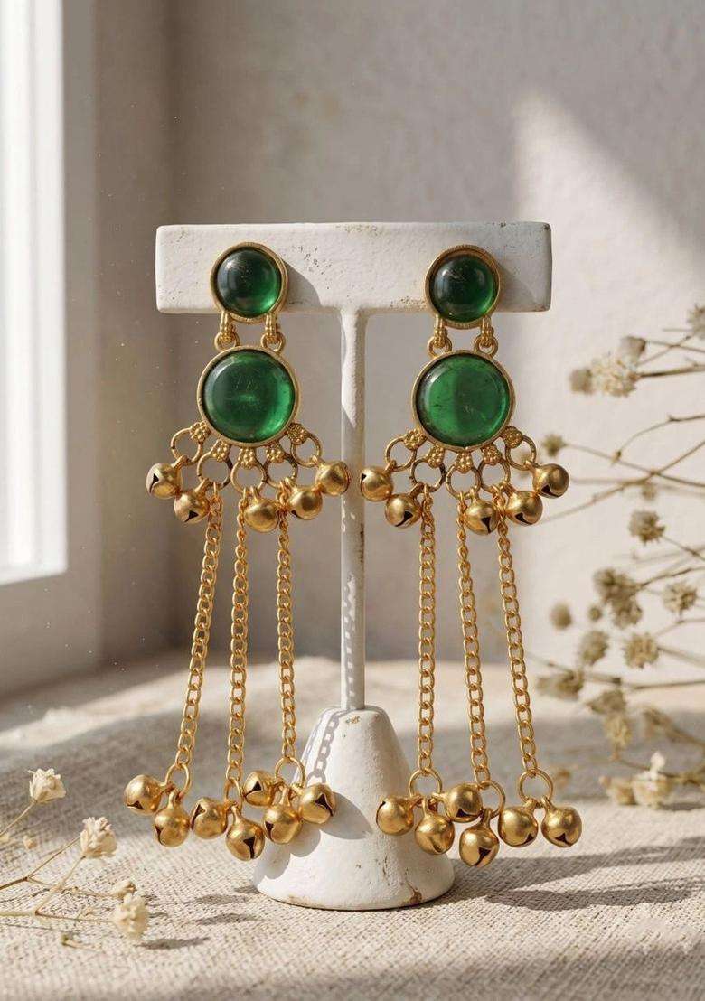 Gold-Plated Circular Drop Earrings for Women | Traditional Ethnic Jewellery for Wedding & Festive Wear | Gift for Her - Indya