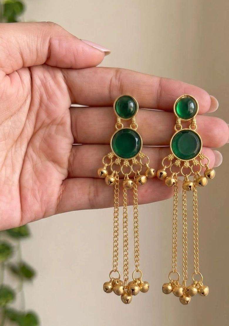 Gold-Plated Circular Drop Earrings for Women | Traditional Ethnic Jewellery for Wedding & Festive Wear | Gift for Her - Indya