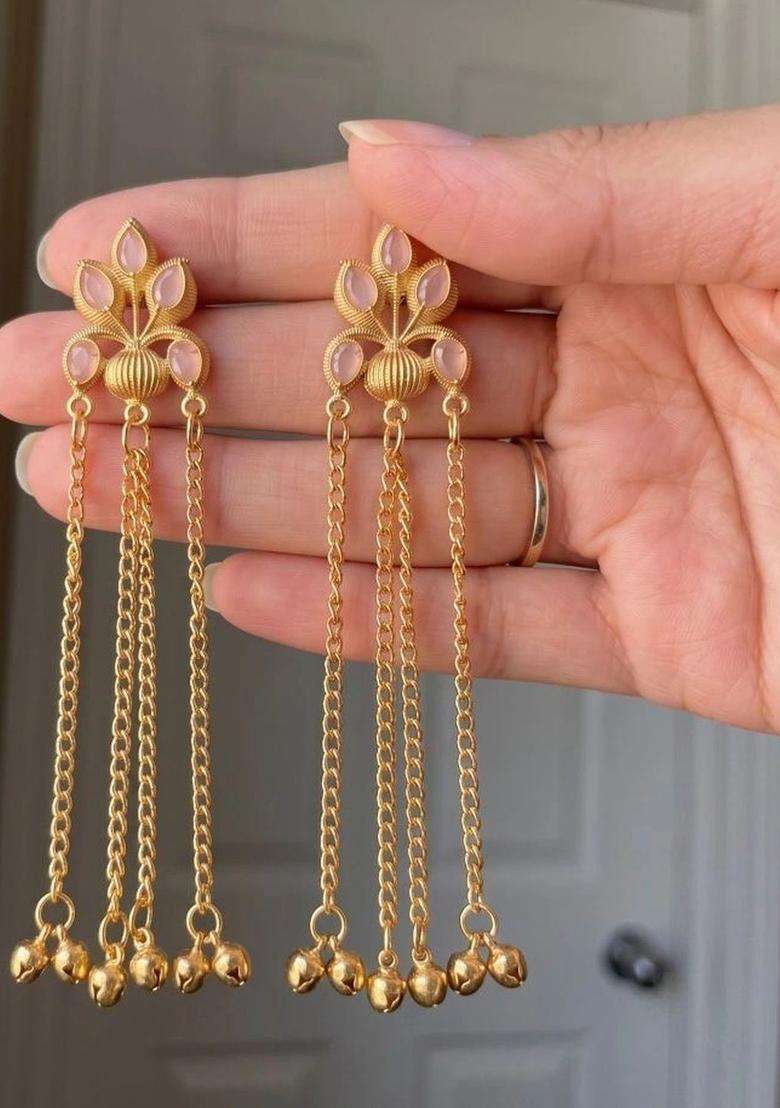 Gold-Plated Floral Drop Earrings for Women | Traditional Ethnic Jewellery for Wedding & Festive Wear | Gift for Her - Indya