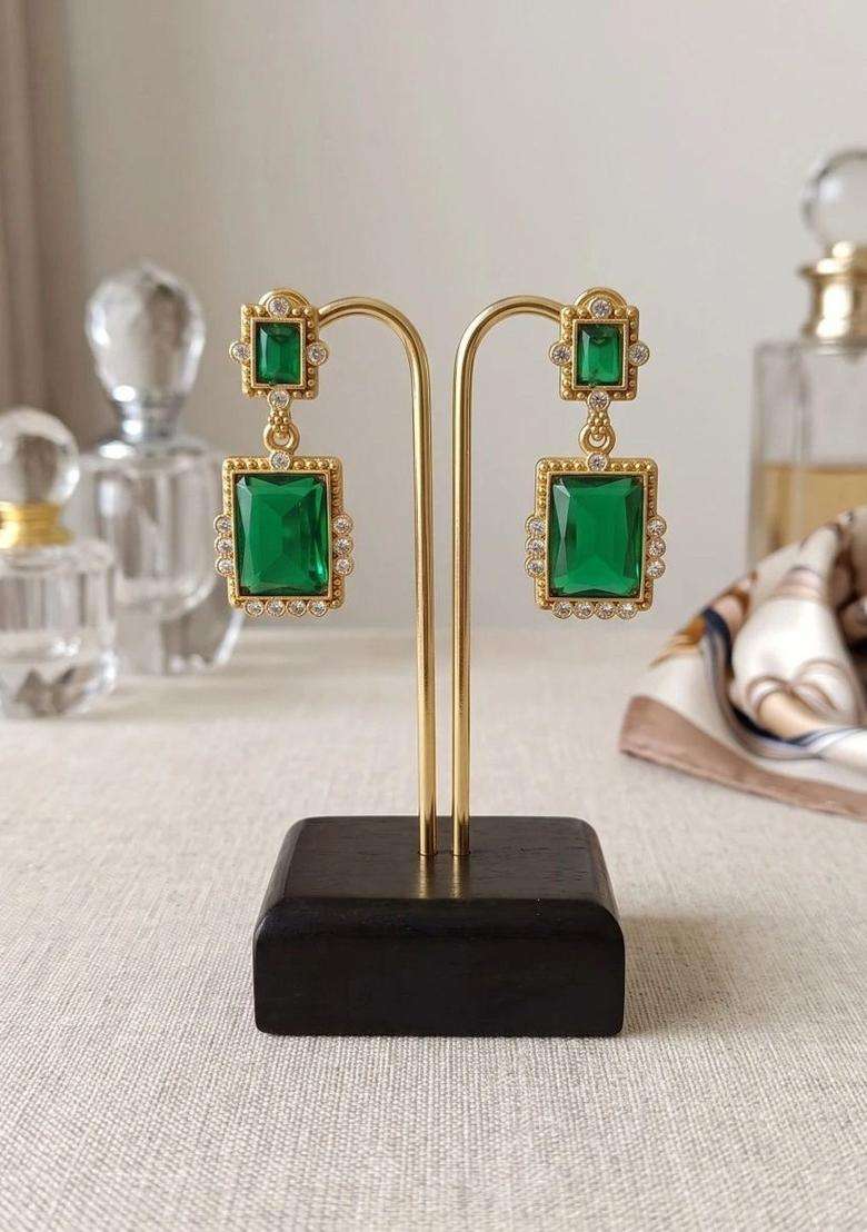Gold-Plated Geometric Drop Earrings for Women | Fusion Party & Festive Wear | Gift for Her - Indya