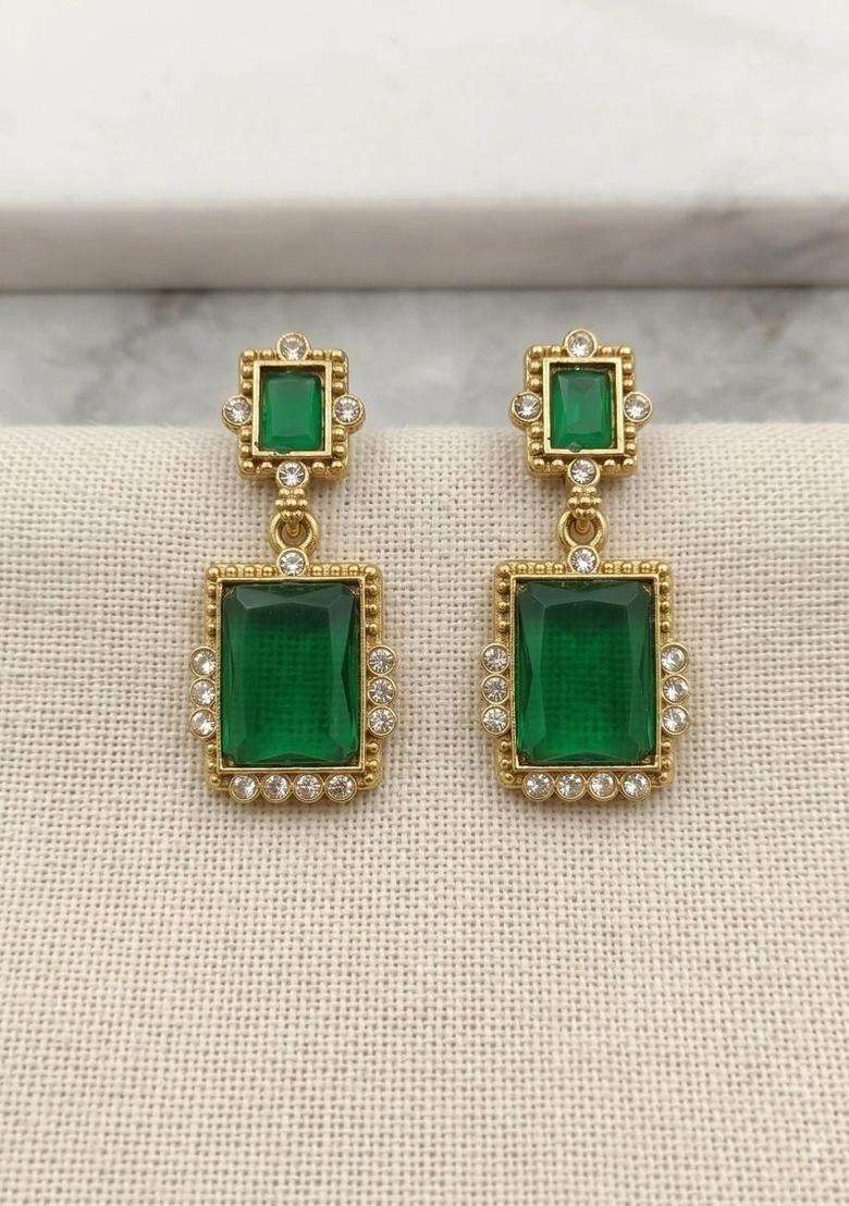 Gold-Plated Geometric Drop Earrings for Women | Fusion Party & Festive Wear | Gift for Her - Indya