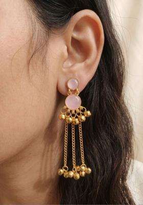 Gold-Plated Circular Drop Earrings for Women | Fusion Party & Festive Wear | Gift for Her