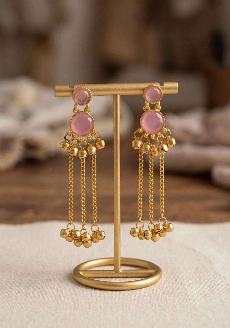 Gold-Plated Circular Drop Earrings for Women | Fusion Party & Festive Wear | Gift for Her - Indya