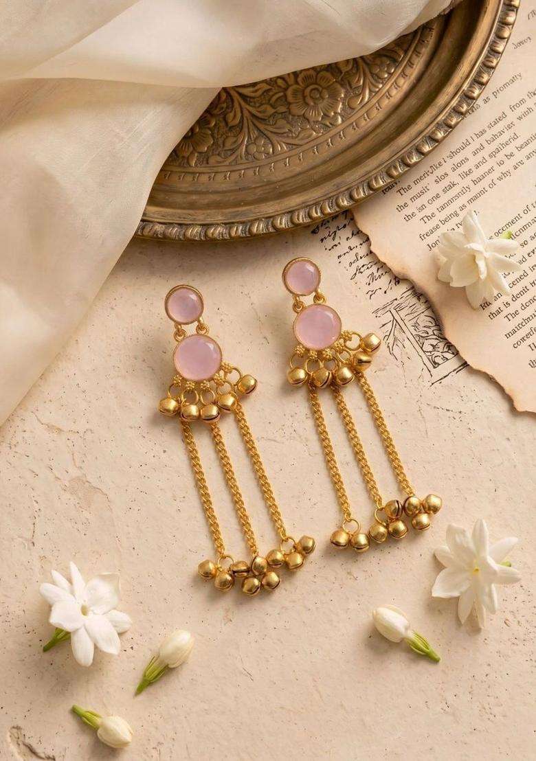 Gold-Plated Circular Drop Earrings for Women | Fusion Party & Festive Wear | Gift for Her - Indya